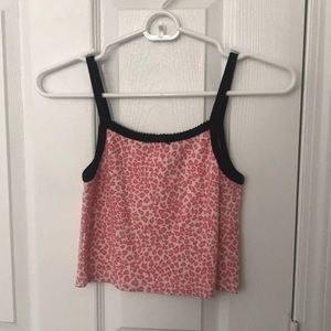 brandy melville pink animal print cropped tank top